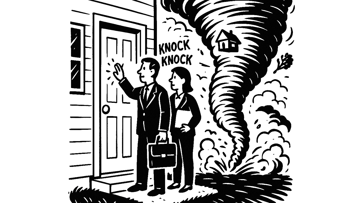 Solicitors knocking during a natural disaster